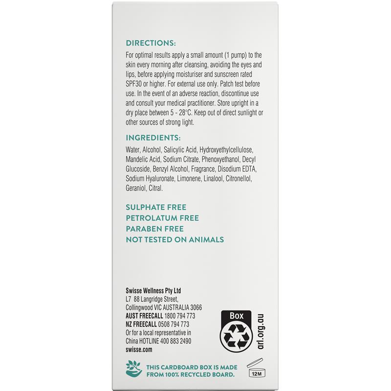 Swisse Skincare BHA 2% 清透肌肤 AM 平衡精华液 30ml 