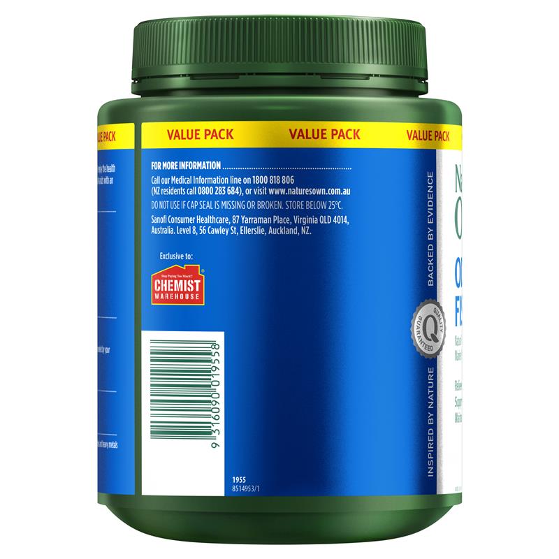 Dầu cá không mùi Nature's Own 1500mg 500 viên nang Kích thước độc quyền 