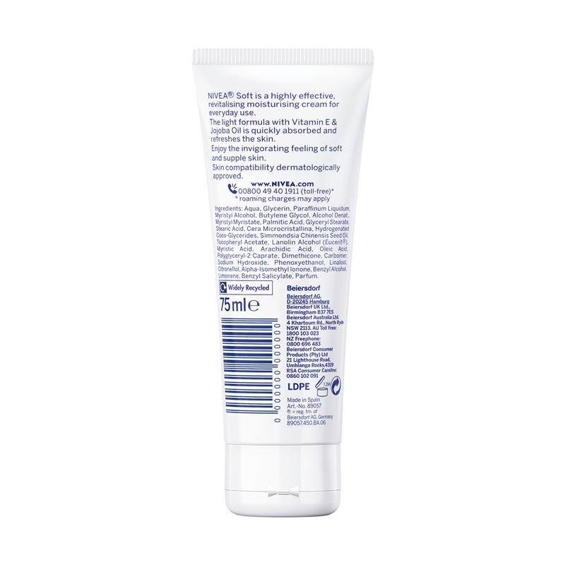 NIVEA Soft Moisturiser Cream Face Body Hands 75ml