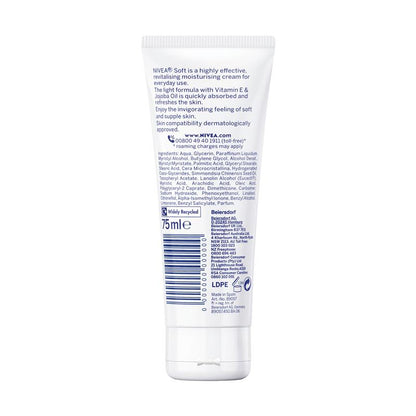 NIVEA Soft Moisturiser Cream Face Body Hands 75ml