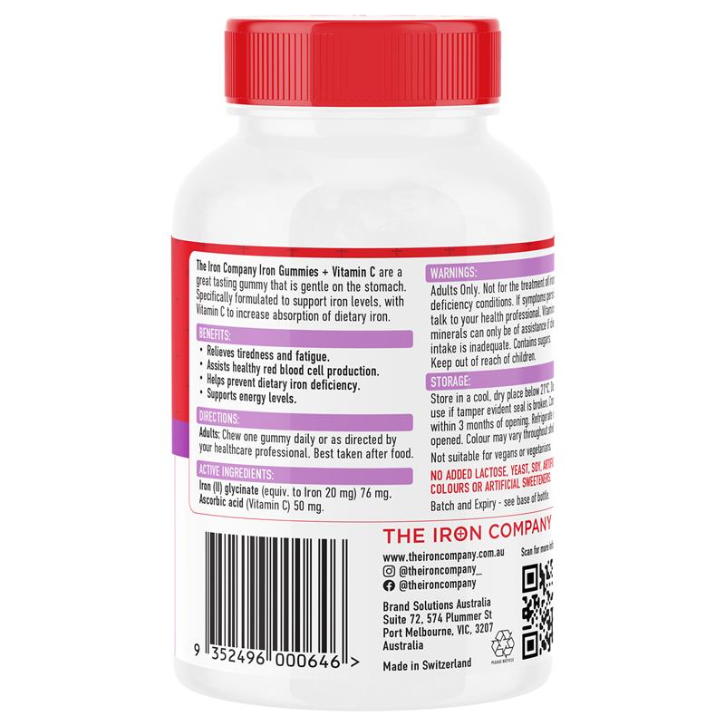 Kẹo dẻo Iron + Vitamin C của The Iron Company vị cam 30 viên 