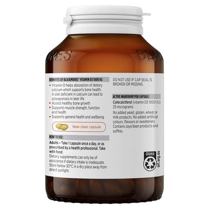 Blackmores Vitamin D3 1000IU Bone Health Immunity 300 Viên 