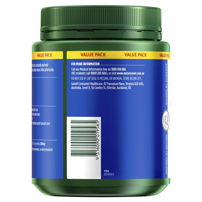 Dầu cá không mùi Nature's Own 1000mg 500 viên nang Kích thước độc quyền 