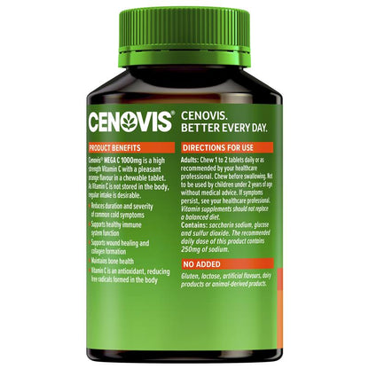 Cenovis Mega 维生素C（用于免疫支持）1000毫克 - 60片橙味咀嚼片