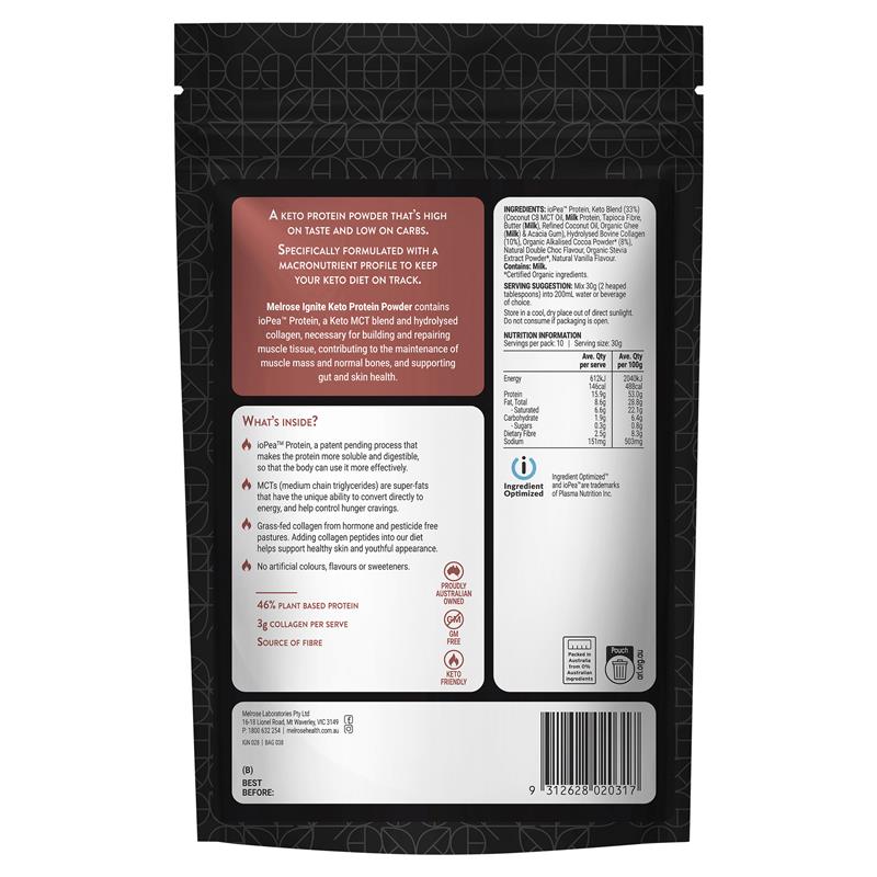 Melrose Ignite Keto Protein Powder With MCT Chocolate Fudge 300g