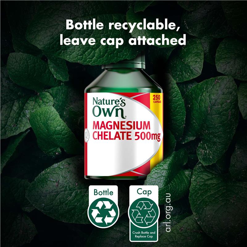 Nature's Own Magnesium Chelate 500Mg 250 Viên nang Kích thước độc quyền 