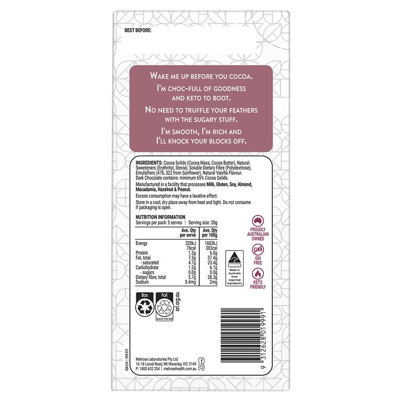 Melrose Ignite Keto Chocolate Rich Dark 100g