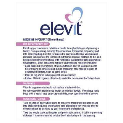 Elevit Pre-conception &amp; Pregnancy 100 Viên 