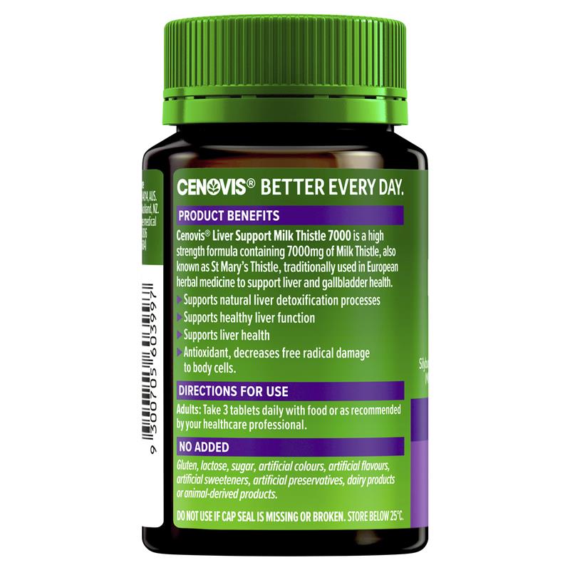 Cenovis Liver Support với cây kế sữa 7000mg cho chức năng gan 75 viên 
