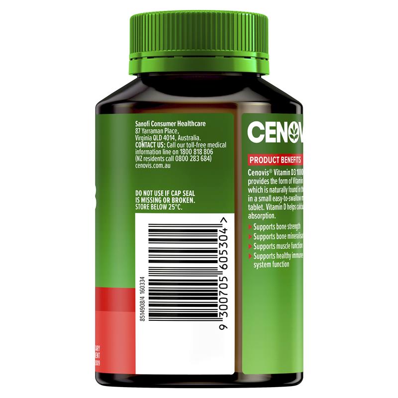 Cenovis Vitamin D 1000IU D3 for Bone Health 400 Tablets Exclusive Size