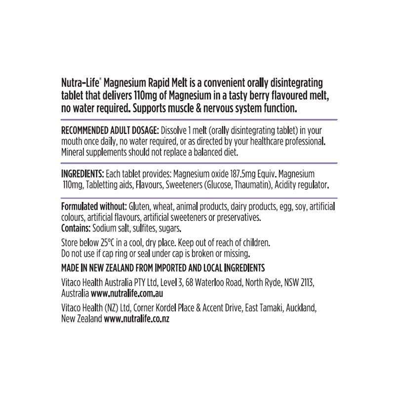 Nutra-Life Magnesium Rapid Melt 60 Tablets
