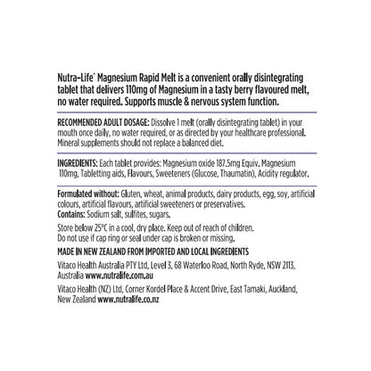 Nutra-Life Magnesium Rapid Melt 60 Tablets