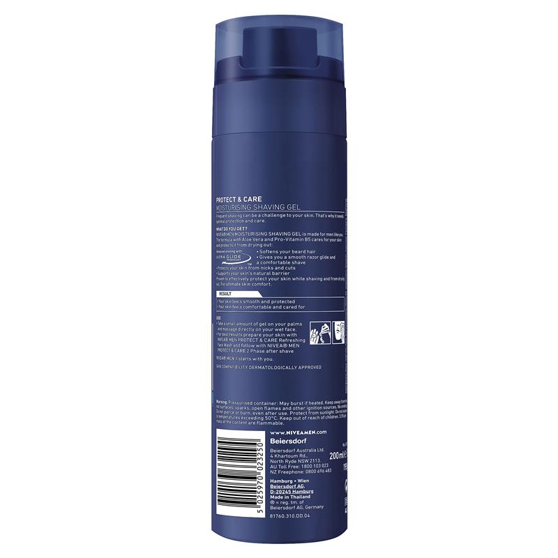 Gel cạo râu dưỡng ẩm NIVEA MEN Protect &amp; Care 200ml 