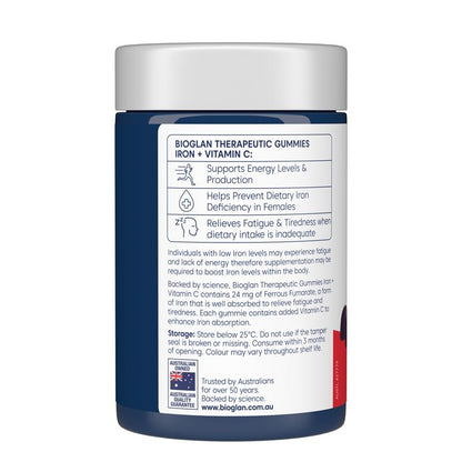 Bioglan Therapeutic Gummies Iron + Vitamin C 90 Gummies