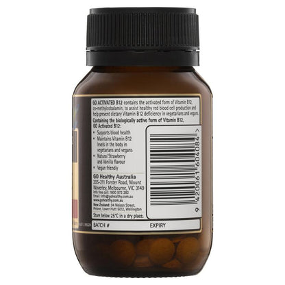 Viên uống bổ sung vitamin B12 dưới lưỡi Go Healthy Activated 60 viên thuần chay 