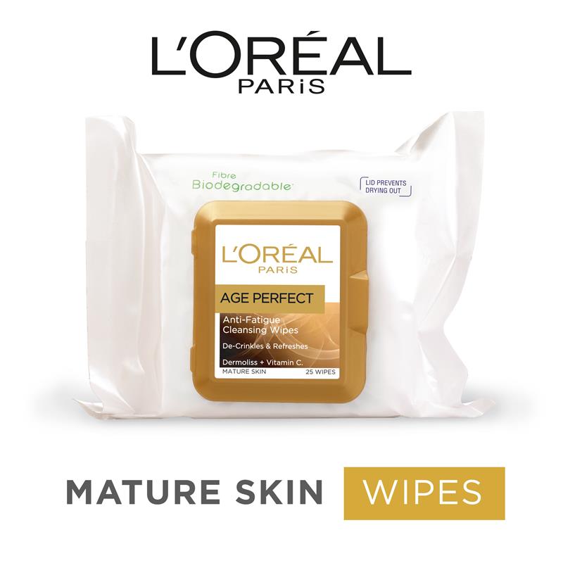 Khăn lau chống mệt mỏi L'Oreal Paris Age Perfect gói 25 miếng 