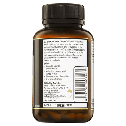 GO Healthy Ginkgo 9000 每日一片 60 粒素食胶囊