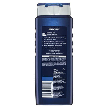 NIVEA MEN Sport 3-IN-1 Shower Gel Body Wash 500ml