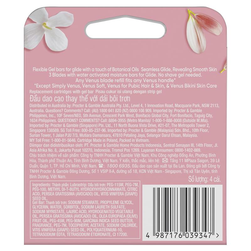 Bộ 4 lưỡi dao cạo râu Gillette Venus Comfort Glide White Tea 