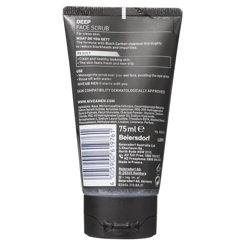 NIVEA for Men Deep Face Scrub 75ml