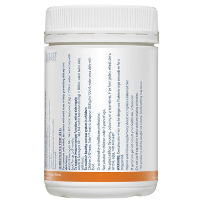 Ethical Nutrients Mega Zinc 40mg với Vitamin C Raspberry 190g dạng bột 