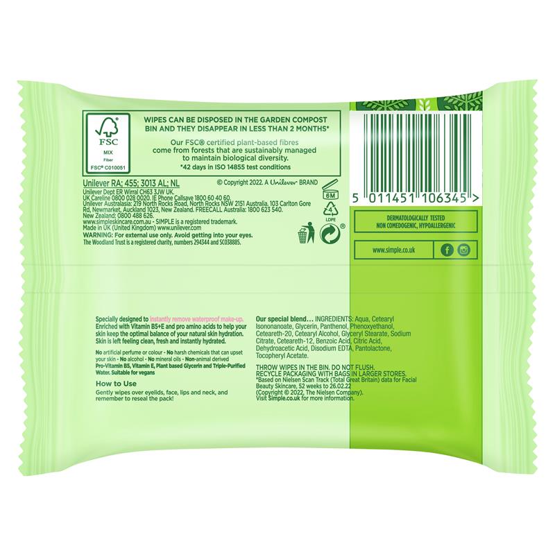 Simple Cleansing Facial Wipes 7 Pack