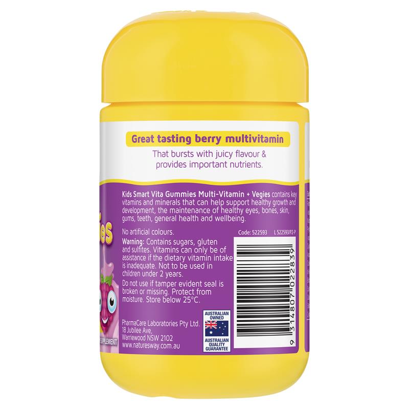Kẹo dẻo Nature's Way Kids Smart Vita Gummies Multi-Vitamin + Vegies 60 viên 