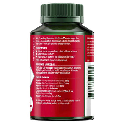 Nature's Own Mega Magnesium With Vitamin D3 100 Tablets