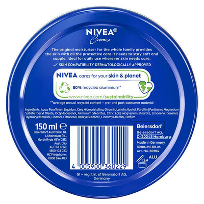 NIVEA Creme Moisturiser Face Body Hands 150ml