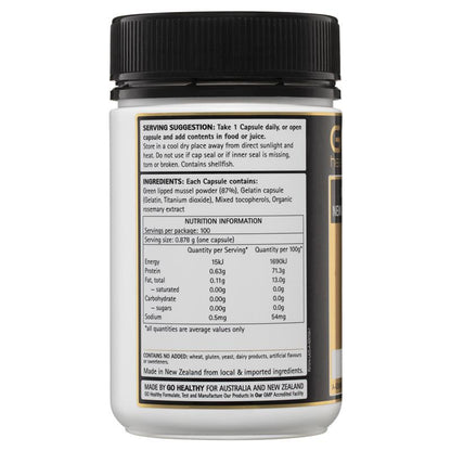 Go Healthy Mussel NZ Green Lipped 19000mg 100 viên nang cứng Kích thước độc quyền 