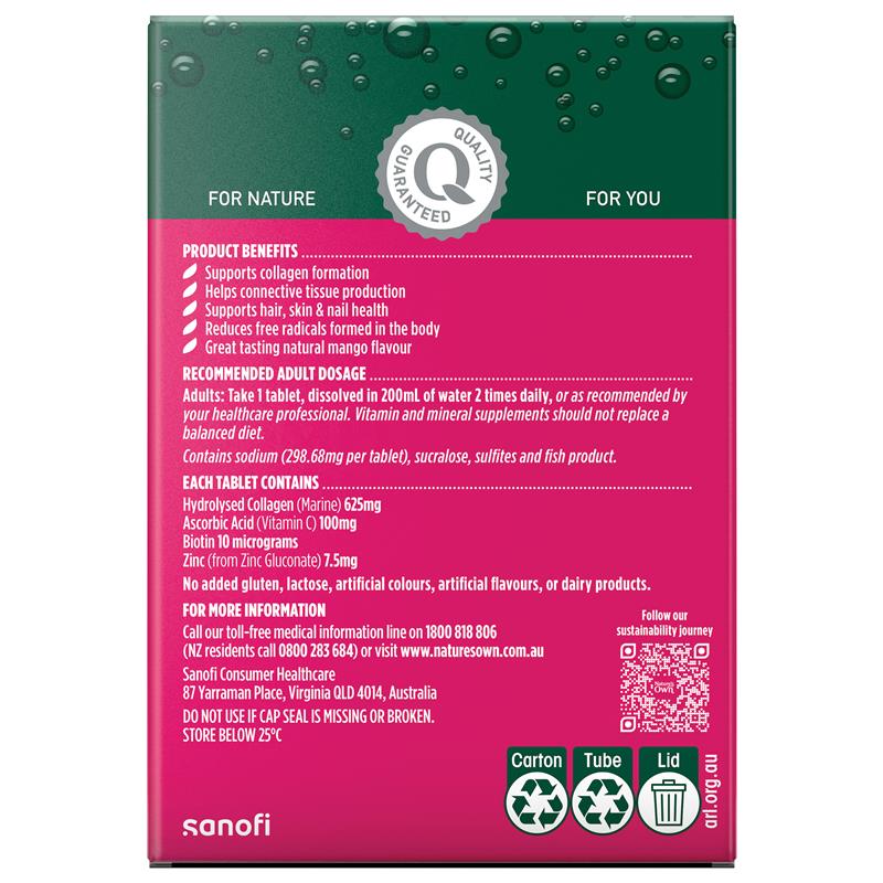Viên sủi Nature's Own Collagen + Skin Support 60 viên 