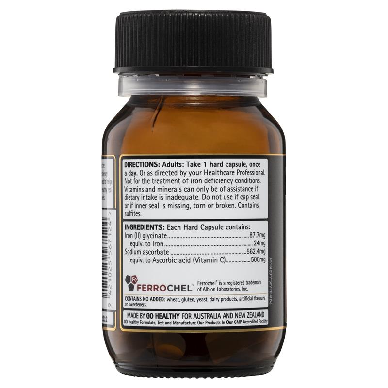 GO Healthy Iron + Vit C 500mg 30 Vege Capsules