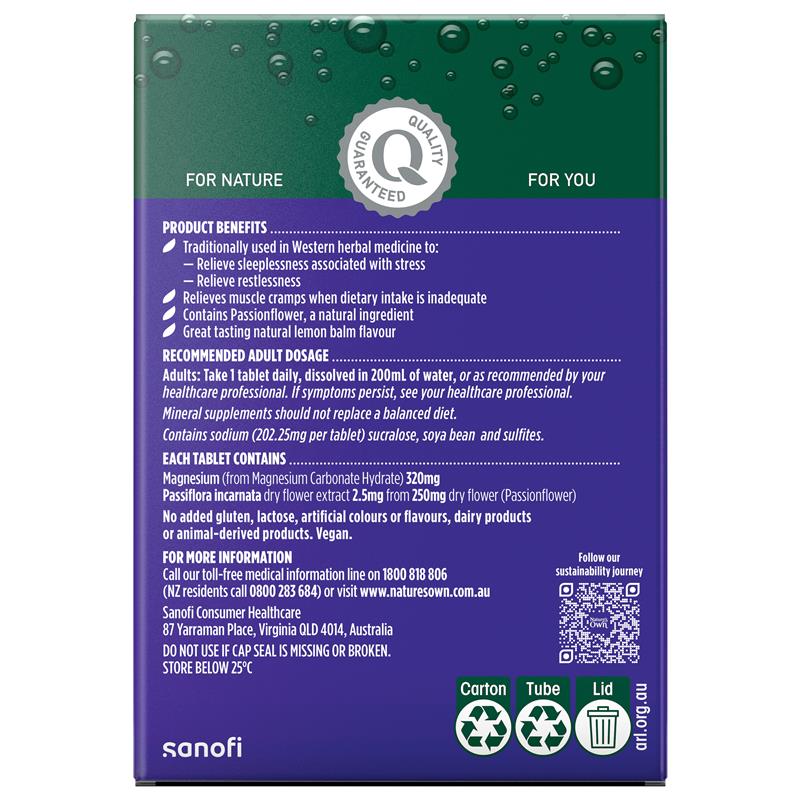 Viên sủi bổ sung Magiê + Giấc ngủ Nature's Own 60 viên 