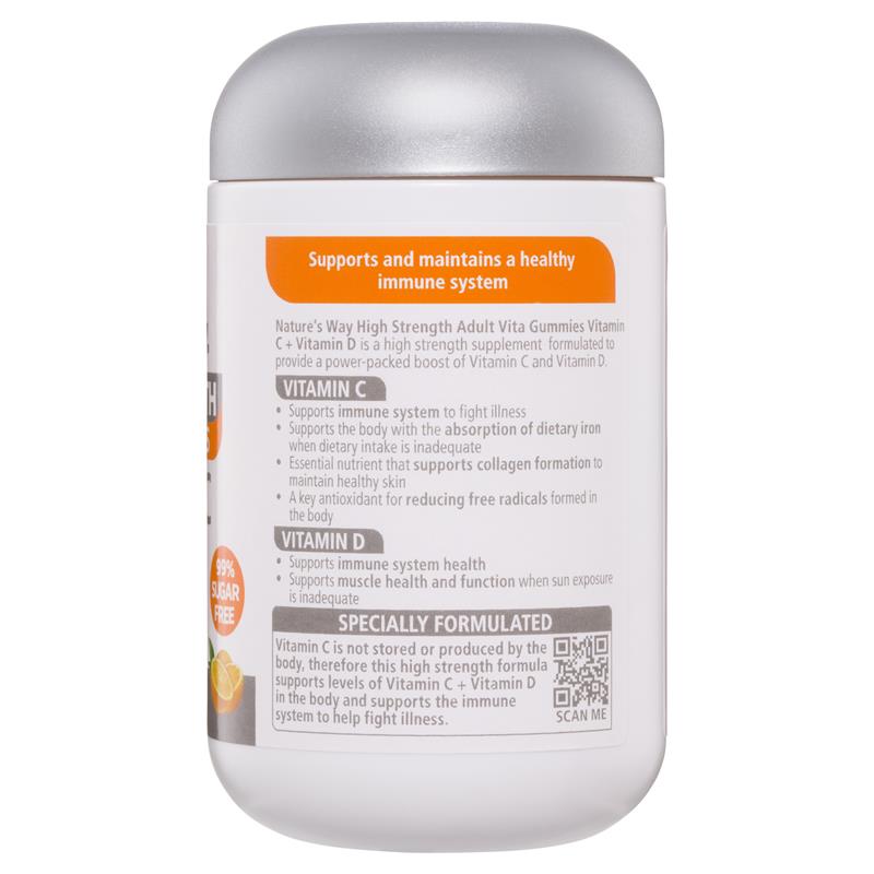 Kẹo dẻo Nature's Way Adult Vita Gummies không đường bổ sung vitamin C hàm lượng cao 65 viên 