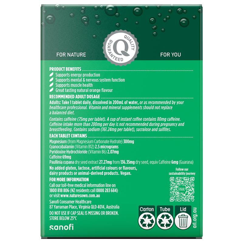 Viên sủi bổ sung Magie + Năng lượng Nature's Own 60 viên 