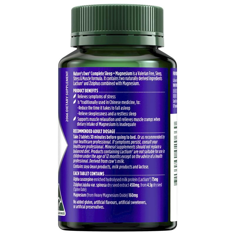 Viên uống hỗ trợ giấc ngủ hoàn chỉnh Nature's Own + Magnesium 30 viên 