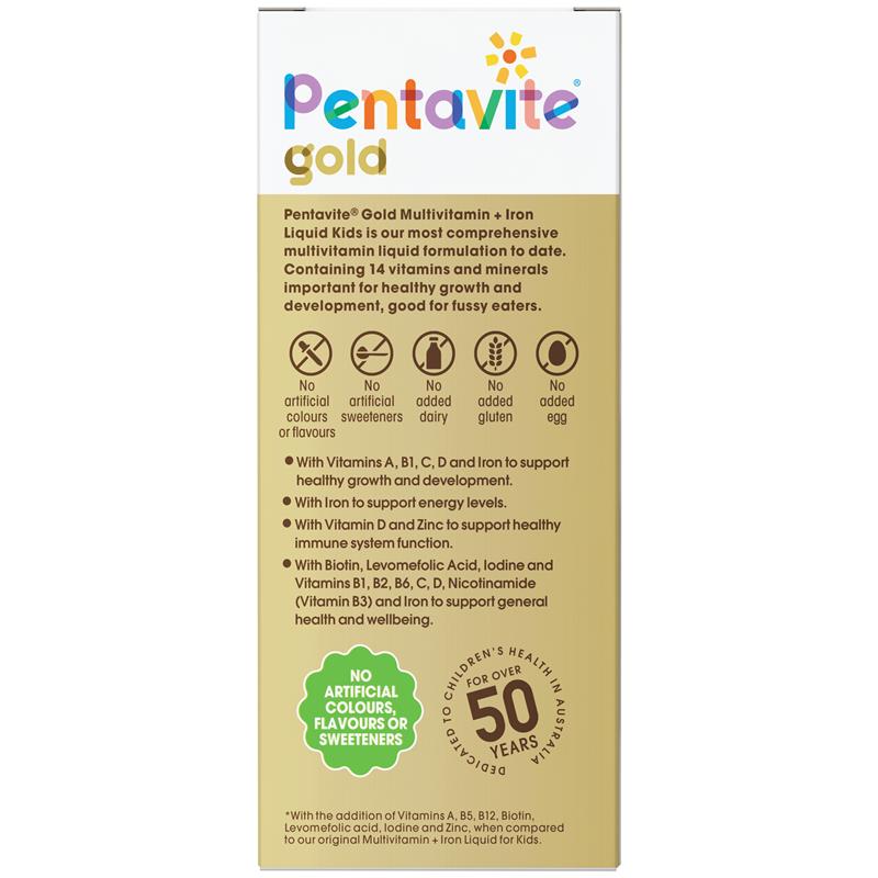 Pentavite Gold Multivitamin + Iron dạng lỏng cho trẻ em 200ml 