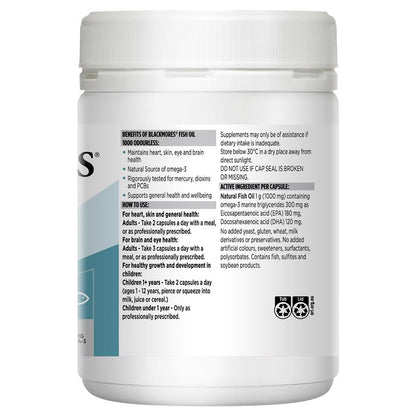 Blackmores 无味鱼油 1000 毫克 Omega-3 500 粒胶囊超值装