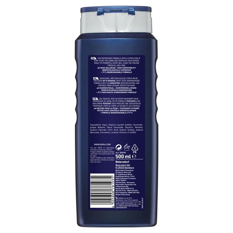 Sữa tắm NIVEA MEN Power Refresh 3 trong 1 500ml 