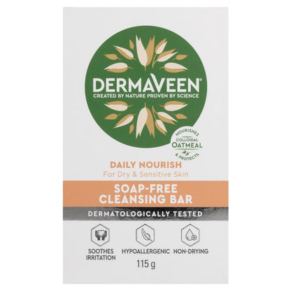 DermaVeen 每日滋养无皂洁面皂，适合干性及敏感性肌肤，115g 