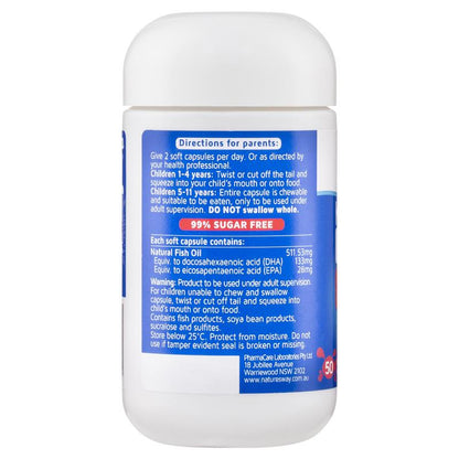 Nature's Way Kids Smart Omega-3 Fish Oil Strawberry Flavour 50 Chewable Capsules