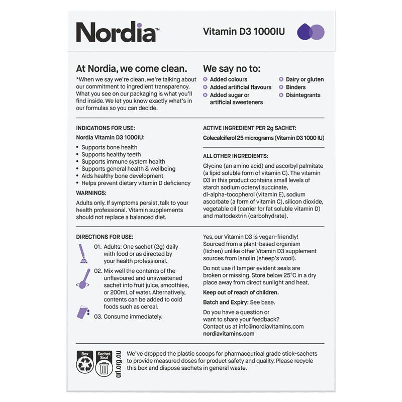 Bột Nordia Vitamin D3 1000IU 28 Gói 