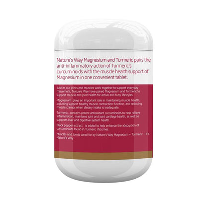 Nature's Way Magnesium + Turmeric 150 Tablets New Formula