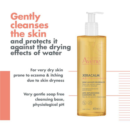 Avene XeraCalm AD 卸妆油 400ml - 适用于湿疹肌肤的洁面乳