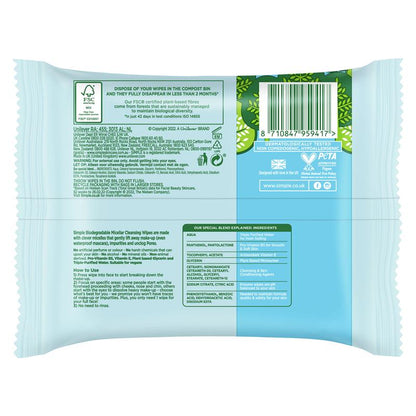 Khăn lau mặt Simple Micellar Facial Wipes 20 miếng 