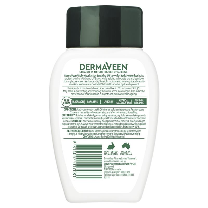Kem dưỡng ẩm cho mặt và cơ thể DermaVeen Sensitive Sun SPF 50+ 250g 