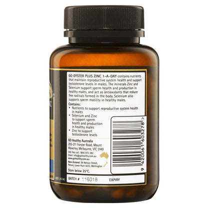 Viên uống bổ sung kẽm GO Healthy Oyster Plus Zinc 1-A-Day 120 viên nang thực vật 
