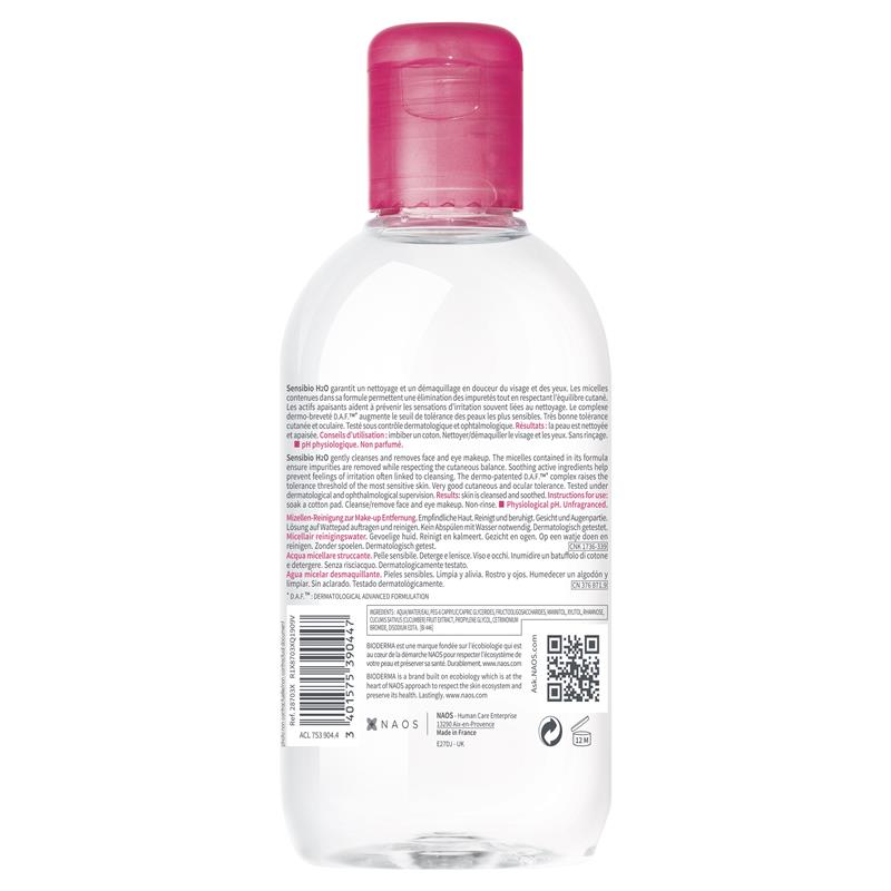 Nước tẩy trang Bioderma Sensibio H2O Soothing Micellar Water dành cho da nhạy cảm 250ml 
