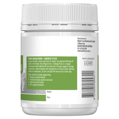 Healthy Care Pure Vegan Iron + Energy Plus 60 Tablets