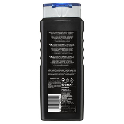 NIVEA MEN Active Clean 3-IN-1 Shower Gel Body Wash 500ml